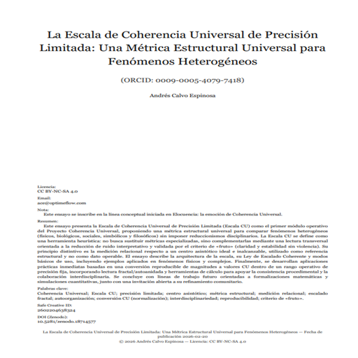 La Escala de Coherencia Universal de Precisión Limitada: Una Métrica Estructural Universal para Fenómenos Heterogéneos