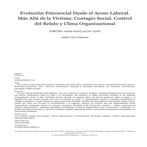 Evolución Psicosocial Desde el Acoso Laboral. Más Allá de la Víctima: Contagio Social, Control del Relato y Clima Organizacional